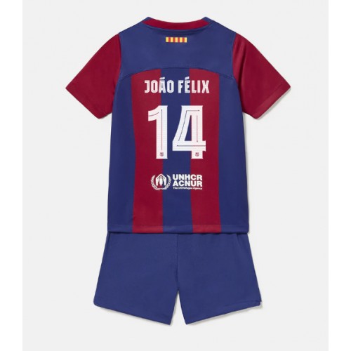 Dětský Fotbalový dres Barcelona Joao Felix #14 2023-24 Domácí Krátký Rukáv (+ trenýrky)